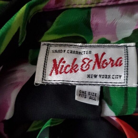 Nick Nora Floral Pleated Wrap Skirt S M Black Shear Tropical Resort Hawaiian - Picture 4 of 4